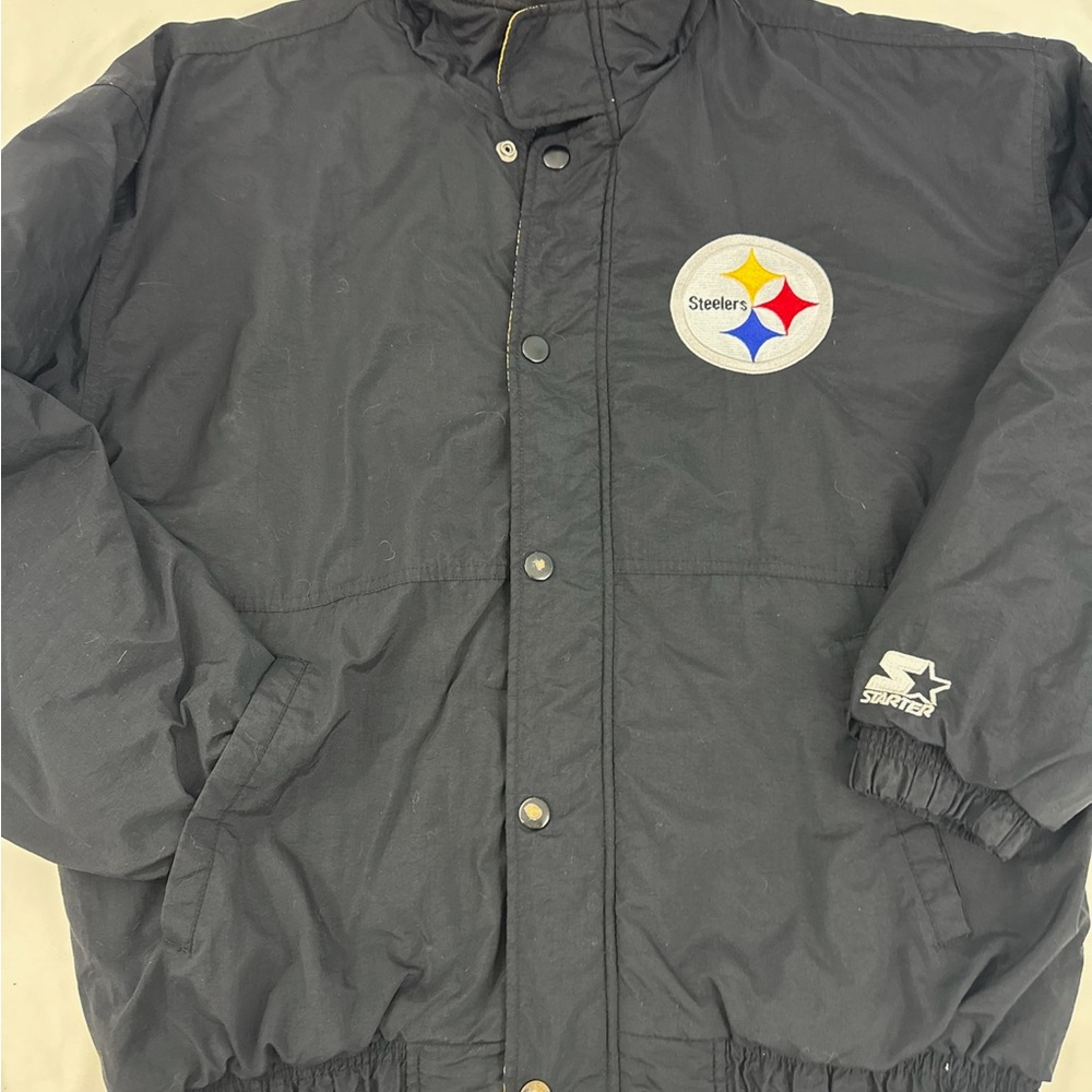 Men's‎ Steelers STARTER Black Varsity Jacket Size Large